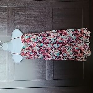 BCBGeneration Pleated Floral Motif Dress with Hidden Pockets, Size 12